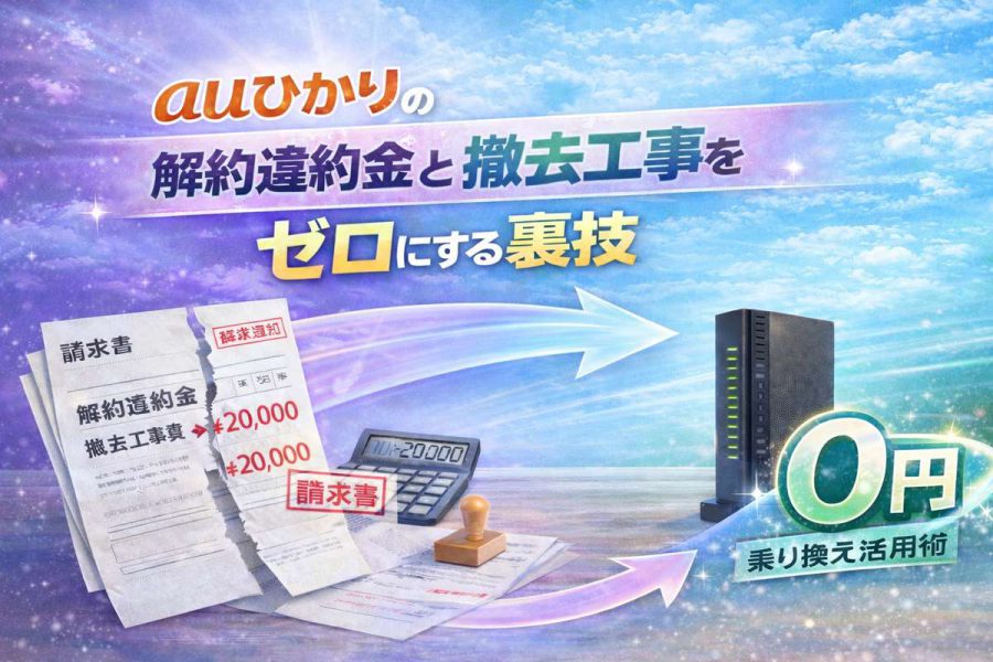 auひかりの解約違約金と撤去工事費をゼロにする裏技|高額な費用を実質0円にする乗り換え補填の活用術