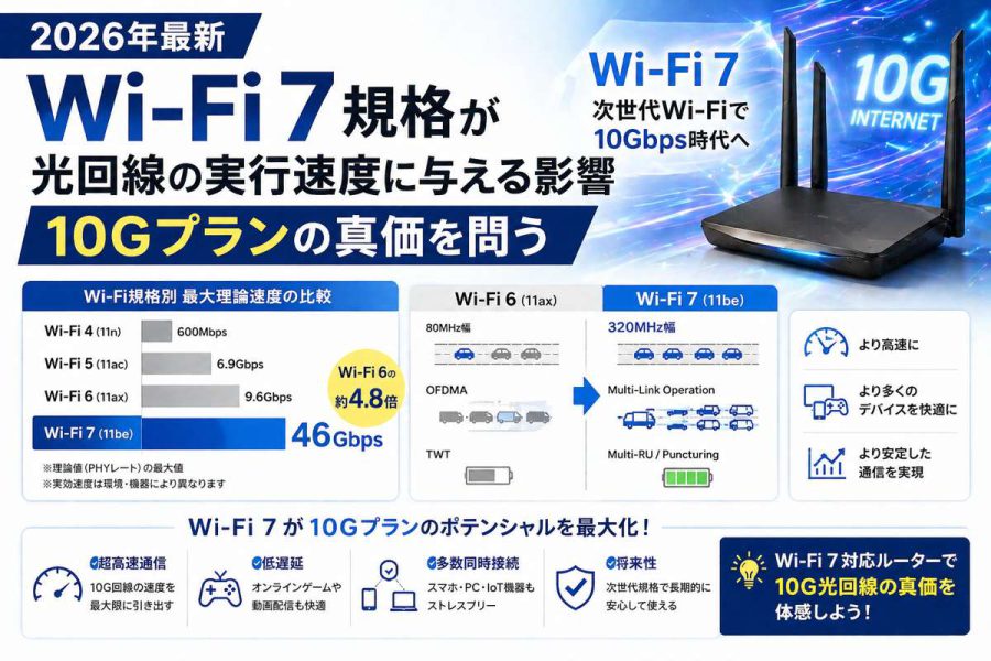 2026年最新:Wi-Fi 7規格が光回線の実行速度に与える影響|10Gプランの真価を問う